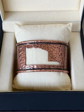 Rustic Hammered Copper Cuff Oklahoma State Cut-Out Design